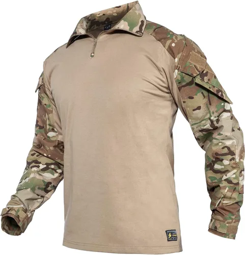 Miniatura 7 de YEVHEV G3 Camisa de camuflaje con coderas para hombres, uniforme táctico de caza, equipo de paintball Negro camuflaje/ volt/ blanco
