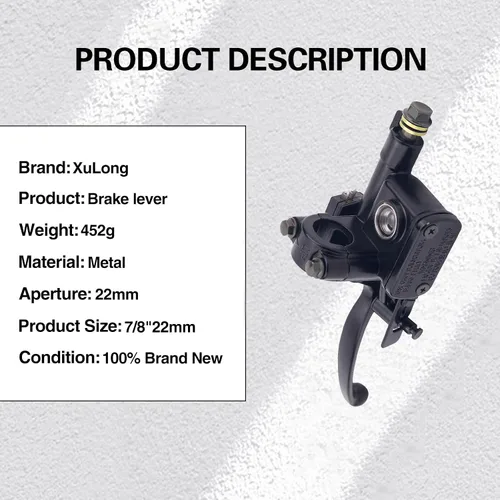 Miniatura 3 de Cilindro maestro de freno derecho de 7/8 de pulgada y 0.866 in para scooter de 50 cc, 110 cc, 125 cc, 150 cc, 200 cc, 250 cc, ciclomotor