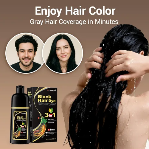 Miniatura 2 de IIIMEIDU MEIDU - Champú de tinte de cabello negro 3 en 1 para cobertura de canas, champú de color de cabello semipermanente para tinte de cabello