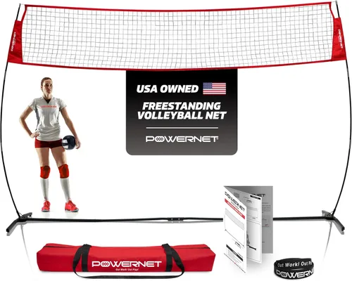 Miniatura 9 de PowerNet Red de voleibol portátil para entrenamiento en el patio trasero, equipo de práctica de voleibol en interiores y exteriores, ideal