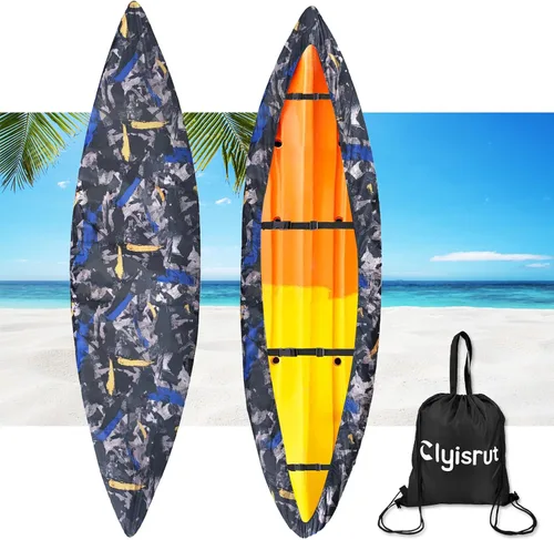 Miniatura 18 de Fundas impermeables para kayak de 10 a 16 pies para almacenamiento al aire libre, accesorios de cubierta de canoa, cubierta de lancha Oxford, Gris
