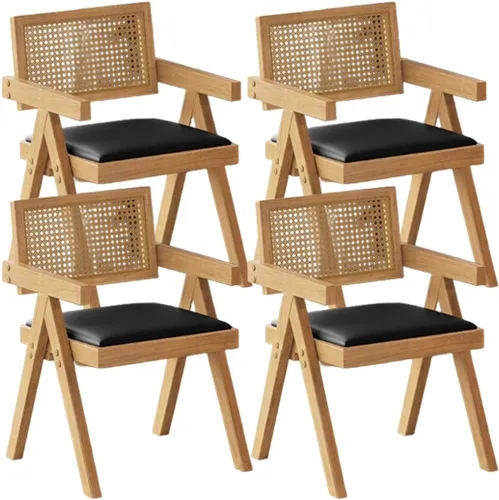 Miniatura 11 de YVYKFZD Juego de sillas de comedor de ratán, sillas de comedor de madera, sillas de cocina con respaldo tejido, sillón tapizado, silla auxiliar