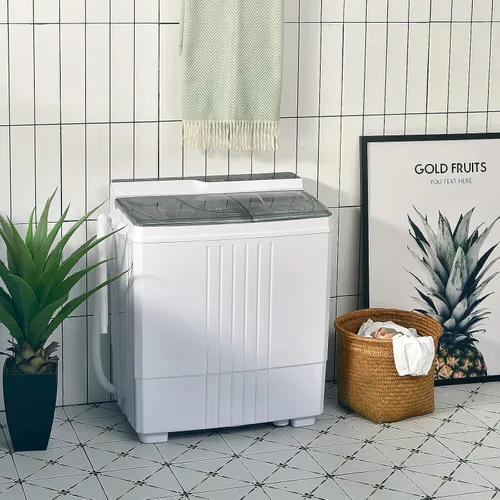 Miniatura 7 de Giantex Lavadora portátil, capacidad de 21 libras, lavadora de 14.4 libras y centrifugado de 6.6 libras, compacta para apartamento y RV, blanco