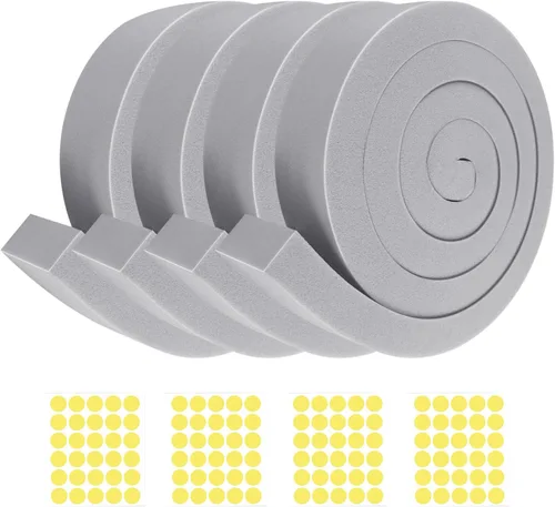 Miniatura 8 de Kit de sellado de ventana de CA con adhesivo, 4 tiras aislantes de espuma gris de 1 x 1 x 6.5 pies, espuma de aire acondicionado