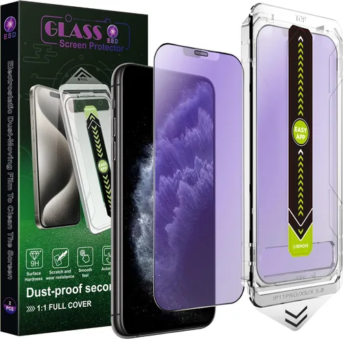 Miniatura 13 de Paquete de 2 protectores de pantalla mate antiluz azul para iPhone 14 Pro Max/15 Plus/16 Plus (6.7 pulgadas), vidrio templado 9H, antirreflejos