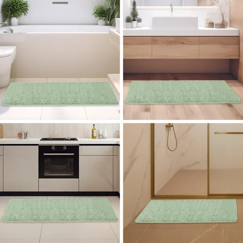 Miniatura 595 de Alfombra de baño pequeña de 12 x 18 pulgadas, lavable y absorbente, antideslizante, alfombra de baño de felpilla gruesa y suave para baño, ducha