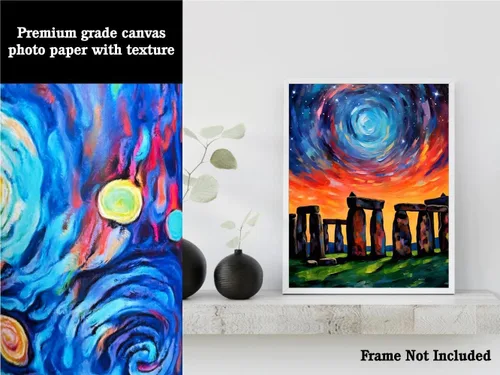 Miniatura 3 de Bestbuddy Pet 8X10 Noche estrellada sin marco Stonehenge Monumento Prehistórico Reino Unido Sitio Histórico Arqueología Viaje Pintura al óleo