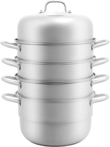 Miniatura 11 de Olla de vapor para cocinar de acero inoxidable de 10.2 pulgadas, olla de vapor de 5 niveles con tapa, utensilios de cocina multiusos para cocinar