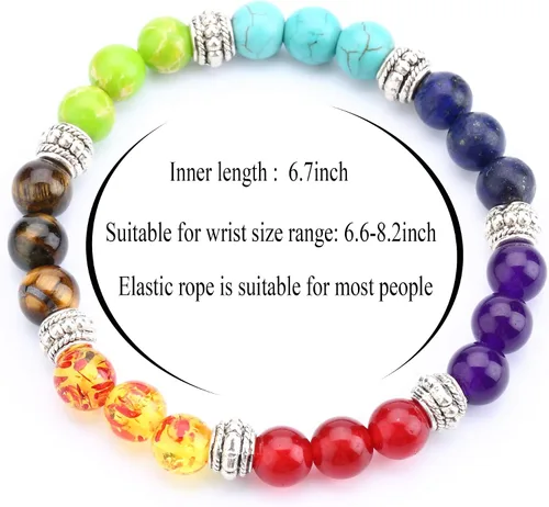 Miniatura 27 de Hamoery Pulsera de chakra de 0.315 in para hombre y mujer, 0.315 in, piedra natural, pulsera de yoga