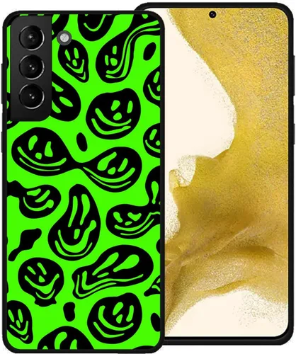 Miniatura 18 de Funda de teléfono para Samsung Galaxy S22 5G, rosa pastel y blanco, divertida sonrisa trippy derretida hippie sonriente calavera fantasma cara linda