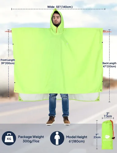 Miniatura 138 de ANYOO Poncho de lluvia con capucha para adultos, impermeable, ligero, para hombres y mujeres, chaqueta de lluvia reutilizable para emergencias al