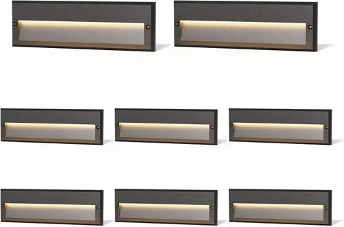 Miniatura 10 de GOODSMANN Kits de luces de paso de bajo voltaje de 5.5 pulgadas al aire última intervensión 12V CA Luces de escalera de paisaje cableadas 8PK 3W LED