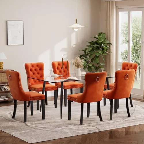Miniatura 56 de Baysitone Juego de mesa de comedor de vidrio de 51 pulgadas para 4, juego de 5 piezas moderno de comedor, mesa de cocina rectangular de vidrio con 4