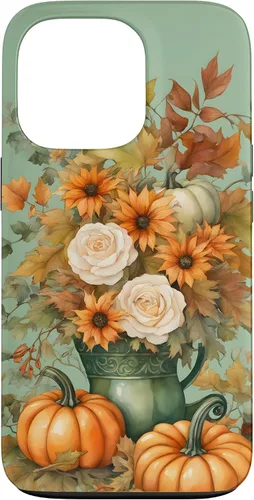Miniatura 10 de Vintage Autumn Flower Fall Pumpkin Teal Case for iPhone 17