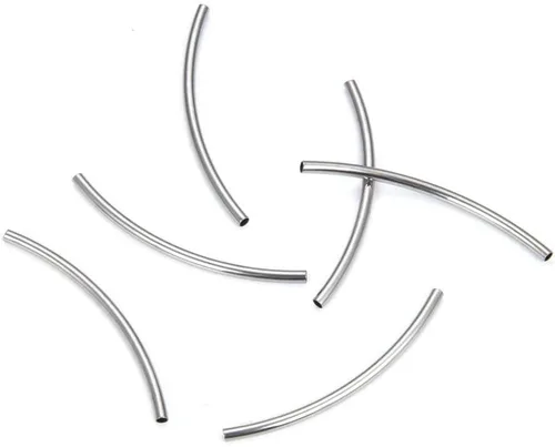 Adabele SJF196-30 - 20 cuentas de tubo de fideos curvadas de acero inoxidable de grado 304 de 1.181 in (diámetro de agujero de 0.069 pulgadas)