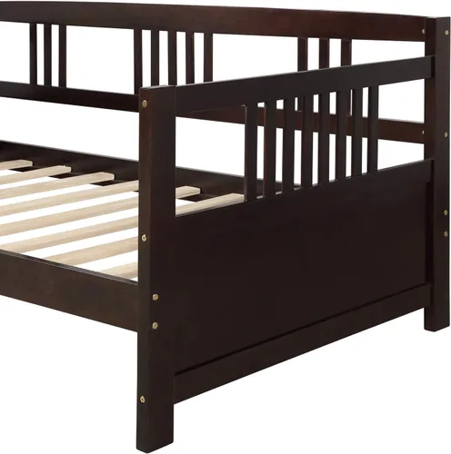 Miniatura 7 de Harper & Bright Designs Marco de sofá cama doble, marco de madera maciza, no necesita somier (espresso)
