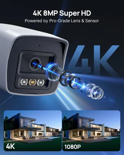 Miniatura 5 de ANNKE Cámara PoE de seguridad 4K 8MP, cámara IP de vigilancia AI para exteriores con micrófono/audio, detección de vehículos y humanos AI, luz dual