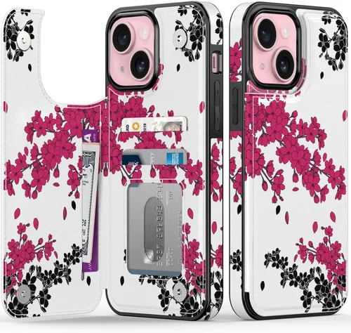 Miniatura 130 de FUNMIKO Funda tipo cartera para iPhone 13 con tarjetero, bloqueo RFID, protección de grado militar y obras de arte impresas con rayos UV, cierre