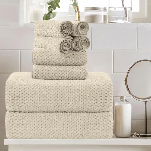 Miniatura 10 de Juego de 8 toallas de baño grandes azules para la familia - 2 sábanas de toalla de baño extragrandes, 2 toallas de mano, 4 paños - 600GSM suaves