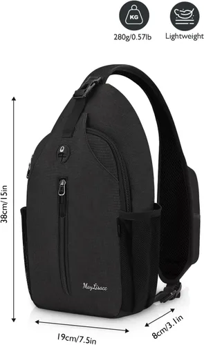 Miniatura 2 de MAYLISACC Bolso bandolera bandolera para hombres y mujeres, mochila con múltiples bolsillos para viajes, senderismo, mochila de pecho con llavero