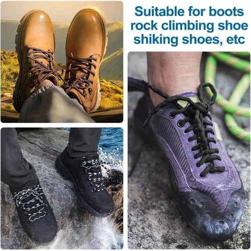 Miniatura 8 de DELELE - 2 pares de cordones redondos para tenis, con tejido cruzado y ondulado, resistentes y antideslizantes, duraderos, para montañismo