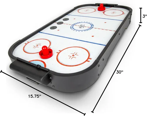 Miniatura 7 de GoSports Juego de hockey de aire de mesa de 30 pulgadas para niños, mesa de juego portátil, funciona con pilas, color negro
