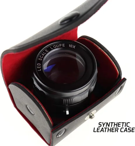 Miniatura 8 de Jewelers Loupe - Lupa de aumento 10X con 8 luces LED y 4 lentes de escala de vidrio, lupa de joyería de 0.98 pulgadas (0.197 in) campo de visión
