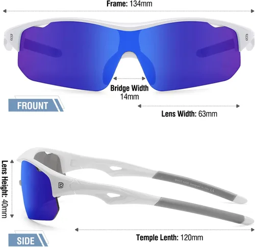 Miniatura 26 de DUCO DK261 - Gafas de sol deportivas de béisbol para jóvenes, con marco TR90 irrompibles, ligeras, para niños y niñas