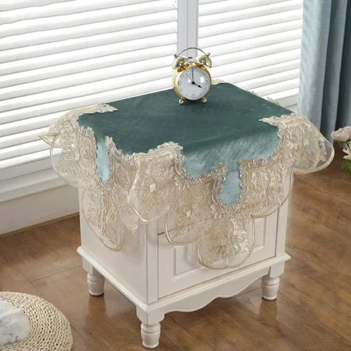 Miniatura 2 de Topwon Mantel cuadrado para mesita de noche, a prueba de polvo (azul)