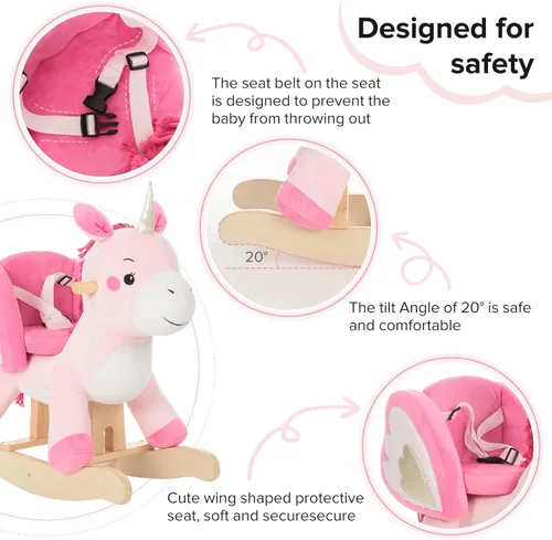 Miniatura 11 de labebe - Caballo mecedor para bebé, unicornio para montar, juguete de paseo para niños de 6 meses a 3 años, bebé (niño niña) juguete de peluche