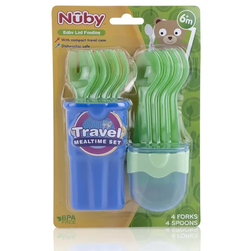 Miniatura 2 de Nuby Juego de viaje de 9 piezas, tenedor y cuchara, los colores pueden variar