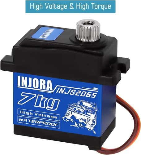 Miniatura 4 de INJORA 7KG Servo INJS2065 con soporte y cuerno de servo para TRX4M TRX4MT 1/18 RC Crawler piezas de mejora, alto par de torsión impermeable