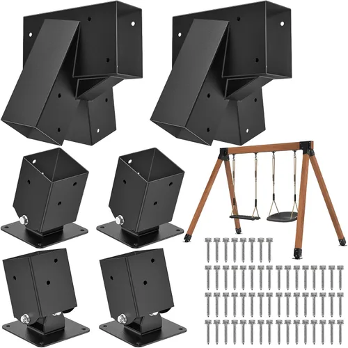Miniatura 17 de SELEWARE Juego de soportes de columpio de alta resistencia, kit de accesorios de columpio con marco A, 1 soporte medio y 2 soportes de base