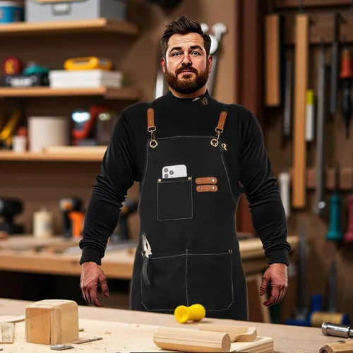 Miniatura 4 de Delantal de cocina de lona con parte trasera cruzada, impermeable, repelente al aceite, delantal de jardinería resistente con tamaño grande