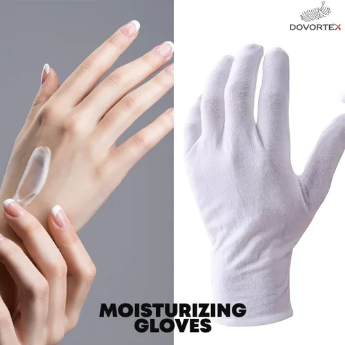Miniatura 4 de DOVORTEX 24 guantes de algodón blanco, protectores para manos secas, hidratación, inspección, lavables a máquina