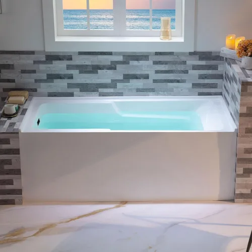 Miniatura 27 de WOODBRIDGE Bañera rectangular de acrílico de 60 pulgadas en blanco con drenaje derecho, desagüe desplegable negro mate incluido BA6030R Mate negro
