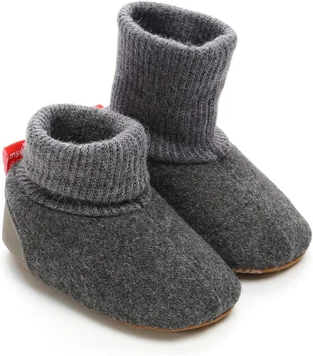 Miniatura 4 de BENHERO Botines de forro polar para bebés y niñas, para invierno, recién nacidos, antideslizantes, suela suave, calcetines de invierno, zapatos