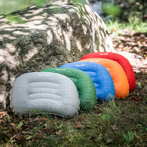 Miniatura 6 de Alpcour Almohada de camping – Almohada de dormir grande, inflable, ultraligera con diseño fácil de inflar, funda exterior impermeable suave y funda