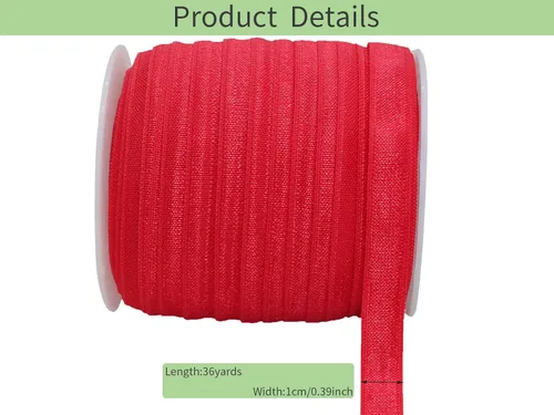 Miniatura 5 de Banda elástica de satén para coser de 3/8 pulgadas, rollo de cinta elástica brillante con cordón elástico plano para ligar el cabello, diadema