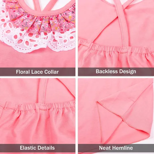 Miniatura 14 de LittleSpring Conjunto de verano para niñas con camiseta sin mangas y pantalones cortos florales