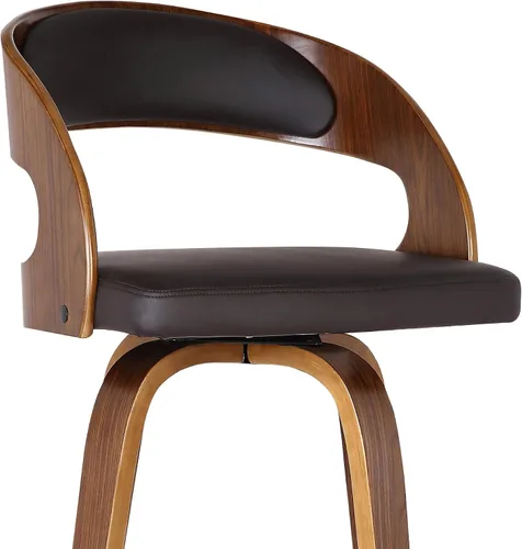 Miniatura 9 de Armen Living Shelly 26" Altura del Asiento Taburete Giratorio de Bar de Estilo Moderno de Mediados del Siglo para Isla de Cocina y Encimera en Cuero
