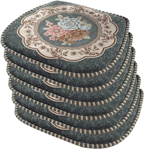 Miniatura 38 de EORNOW Juego de cojines para silla de comedor con lazos, juego de 1/2/4, almohadillas antideslizantes para silla de comedor con funda extraíble
