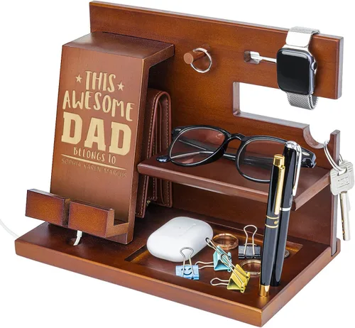 Miniatura 7 de awofer Estación de acoplamiento de madera personalizada para teléfono, versículo bíblico personalizado, regalos religiosos para hombres, múltiples