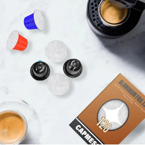 Miniatura 5 de CAPMESSO Cápsulas de café de papel de aluminio - Tapas de aluminio adhesivas de aluminio para reutilizar cápsulas originales Nespresso cápsulas
