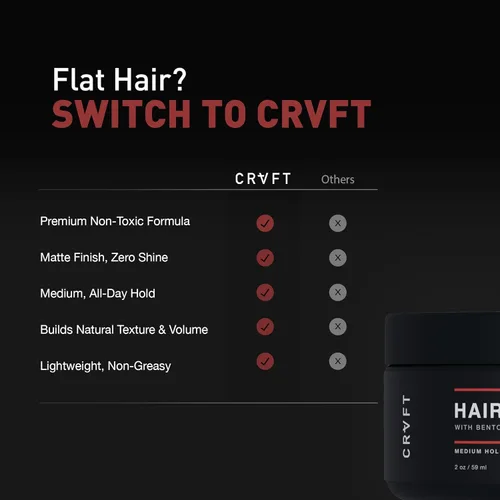 Miniatura 4 de CRVFT - Arcilla para el cabello de 1 onza, acabado mate verdadero, arcilla de peinado de fijación media para hombres, aspecto natural, textura