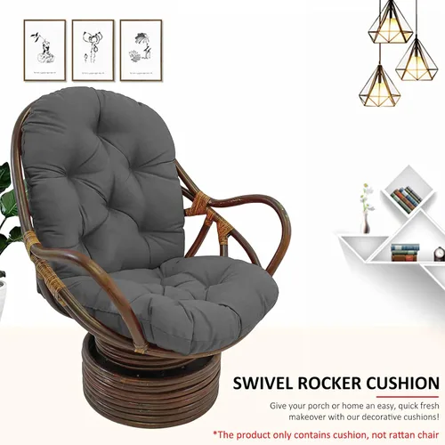 Miniatura 6 de Cojín giratorio para mecedora, lavable y resistente a los rayos UV, alfombrilla de cojín para silla mecedora reclinable, silla mecedora, cojín Gris