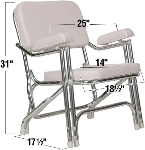 Miniatura 3 de Seachoice Silla de cubierta plegable, blanco, vinilo marino, se pliega para un fácil almacenamiento