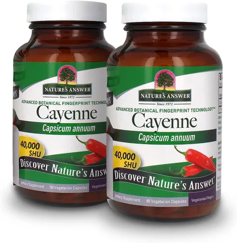 Nature's Answer Suplemento de cápsula de pimienta de cayena en polvo, 90 unidades | Potenciador natural del metabolismo | Promueve la salud