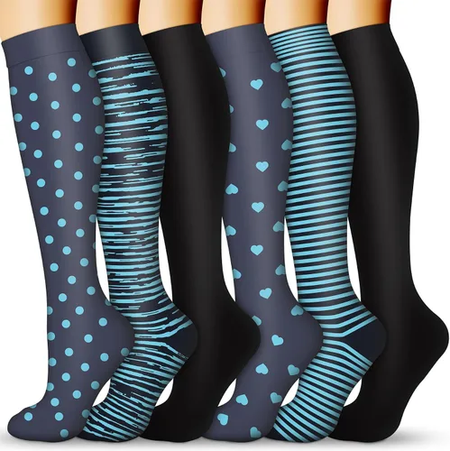 Miniatura 24 de Calcetines de compresión para mujeres y hombres 15-20 mmHg, mejores para uso médico, enfermería, para correr, atletismo, varices, viajes
