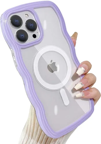 Miniatura 11 de Yeddabox Magsafe - Funda compatible con iPhone 13, diseño de ondas, lindo marco de colores de caramelo con ondas de agua, a prueba de golpes
